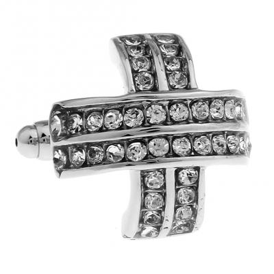 Silver Tone Crystal Forever Crossed Cufflinks 2.jpg